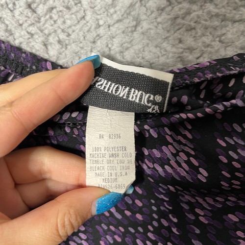 Vintage Fashion Bug Patterned Purple Skirt Size 12 Elastic Waistband Made in USA - Picture 5 of 6