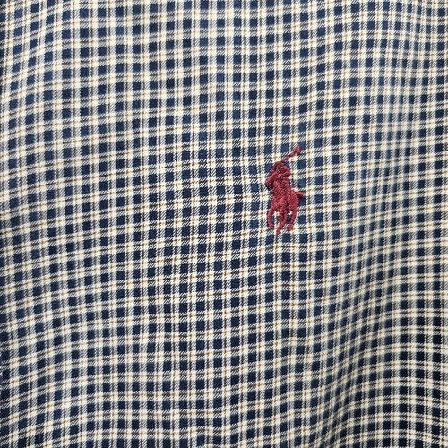 Ralph Lauren camicia manica lunga bottoni uomo S vestibilità personalizzata blu marrone check - Foto 4 di 6