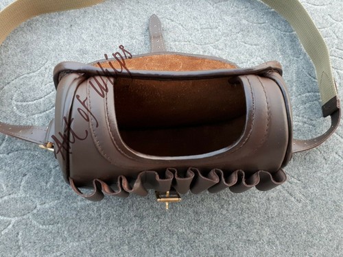 Cowhide Real Premium Leather Hunting Shotgun Cartridges Holder Shooting Ammo Bag - Picture 16 of 21