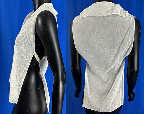 Vintage 1920 Floral geprägt weiß Baumwolle Organdy Camisole Chemisette Wappenrock Top - Bild 2 von 2