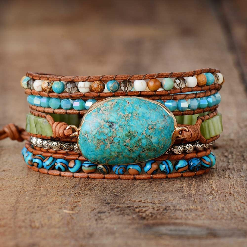Cape Diablo Twisted Ocean Jasper Wrap Bracelet - Picture 2 of 4