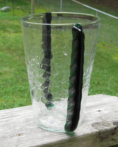 Vintage Blenko Green Winged Clear Crackle Vase Hand Blown 7.25" tall - Picture 4 of 10