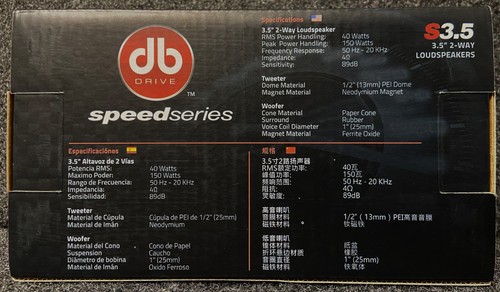 Altavoz DB Drive S3.5 Speed Series 3.5" 2 VÍAS 150 MAX 40 Potencia nominal - Imagen 12 de 12