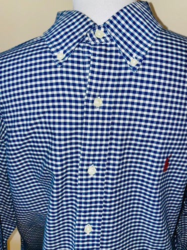 Superba polo originale Ralph Lauren XL blu a scacchi vestibilità personalizzata XL - Foto 7 di 8