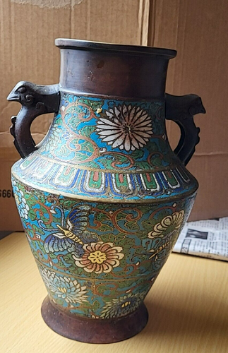 Chinese Ming Dynasty painted enamel painted bronze vase 明代画珐琅彩铜花瓶 j1 - Picture 2 of 11
