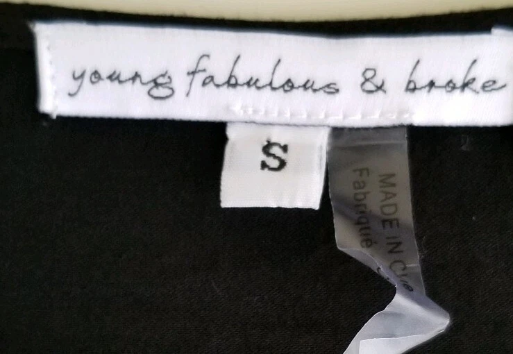 Mono Young Fabulous & Broke One Piece para mujer S negro cuello en V profundo usado en excelente estado Foto 3 de 4