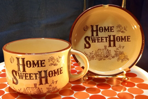 HOME SWEET HOME Kaffeetasse Aschenbecher Set Vintage MCM Gemütlich Landhaus Küche Charme - Bild 1 von 23