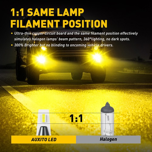 AUXITO Amber Fog Light Globe Halogen 12v H11 4000LM H8 Running Daytime Lights