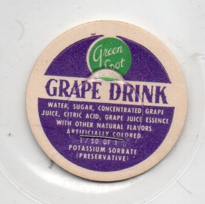 Milk Bottle Cap - Green Spot - Grape Drink - generic cap - 1 5/16''