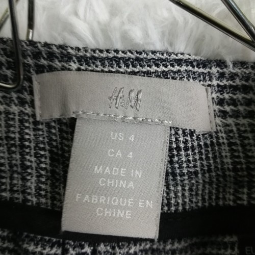 H&M Womens Pants Trouser Tapered Black White Houndstooth Plaid Mid Rise 4 - Picture 12 of 13
