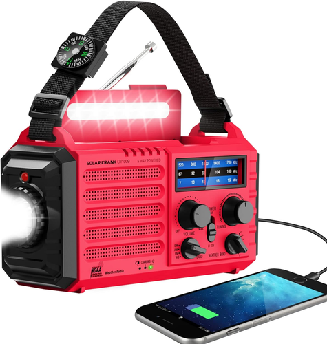 Emergency NOAA Weather Radio, Solar Hand Crank AM/FM, USB, Flashlight, Lamp - Picture 20 of 20