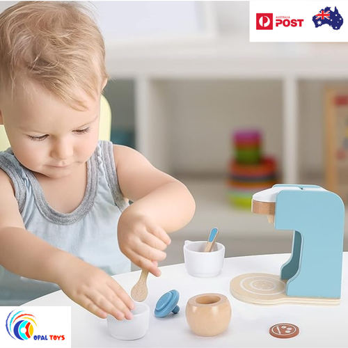 Coffee Maker Machine Pretend Play Wooden Toy Toddler Kid Preschool Gift Fun Play - Picture 6 of 6