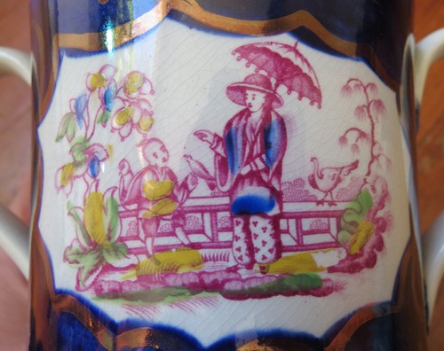 BEAUTIFUL GAUDY WELSH 2 HANDLE LARGE CUP with ORIENTAL SCENES - Beautiful 19th C - Picture 3 of 7