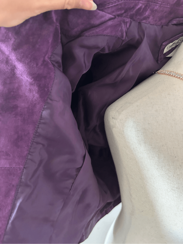 Coldwater Creek Chaqueta Cuero Gamuza Morado Talla Pequeña Nueva Con Etiquetas - Imagen 5 de 6