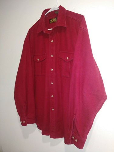 Eddie Bauer Shirt Size L Large Cotton Flannel Soft Thick Warm Red Outdoors - Picture 6 of 11