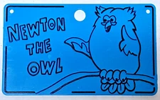 1973 Kellogg's Cocoa Hoots Newton The Owl bicycle license plate cereal premium