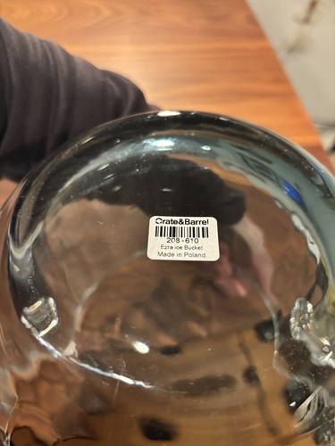 Crate And Barrel Ezra Ice Bucket New Polish Crystal Blue Tint On Bottom - Picture 5 of 14