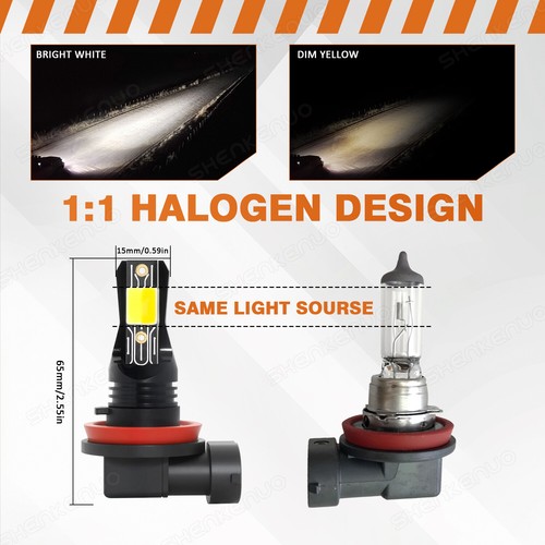 H11 H8 H9 H16 LED Fog Light Bulbs Dual Color 6K White + 3K Yellow Strobe Flash - Picture 7 of 10