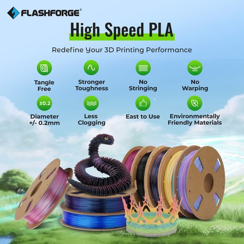 FLASHFORGE High Speed PLA Filament 1.75mm 3D Printer Filament 680g Aurora Purple - Picture 7 of 8