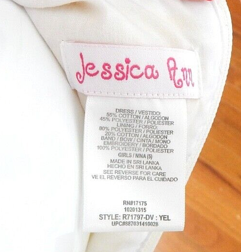 Jessica Ann Size 5 NINA Yellow Pattern Flowers Girls dress - Excellent - Picture 4 of 4
