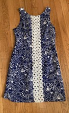 Lily Pulitzer Target Upstream Fish Blue Print Sleeveless Shift Dress Sz 6