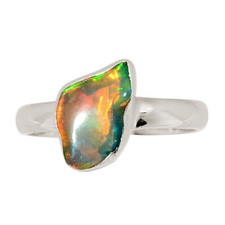 Natural Ethiopian Opal Rough 925 Sterling Silver Ring Jewelry s.7 ALLR-31334