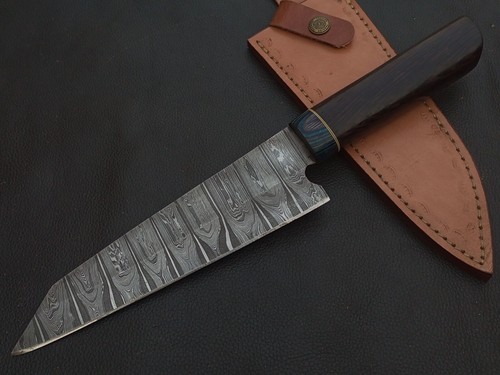 13" CUSTOM HAND MADE DAMASCUS STEEL CHEF KNIFE ROSEWOOD HANDLE W/SHEATH N83