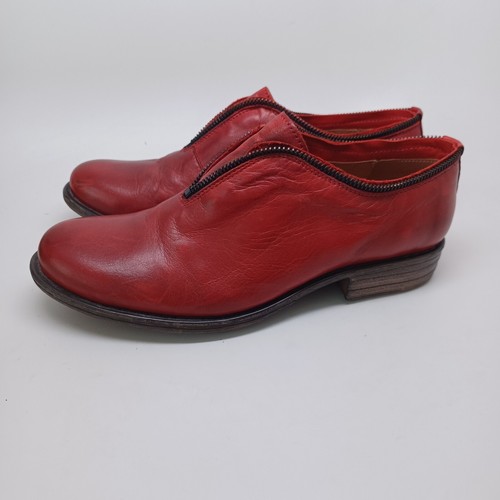 Miz Mooz Shoes Size US 8.5 Lauralyn Leather Oxford Laceless Zipper Trim Oxblood - Picture 2 of 15
