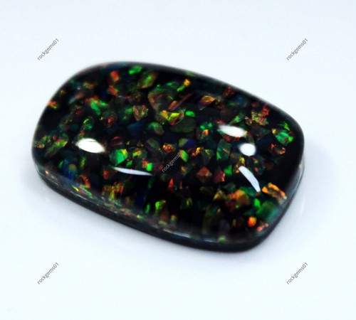 Cuscino opale di fuoco australiano naturale 15 ct doppio stinco nero certificato pietra preziosa - Foto 2 di 6