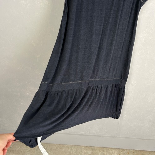Wrap London size 10 short sleeve midi dress 100% linen gray bow back flowy NEW - Picture 10 of 16