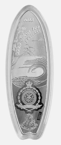 2023 Solomon Islands Drew Brophy Surfboard The Enforcer 1 oz Silver Coin #748 - Picture 7 of 8
