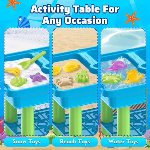 Water Table for Toddlers Outdoor Play Table Summer Toys with 23PCS Beach Toy,2 F - Picture 5 of 8