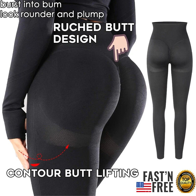 Women Butt Lift Yoga Pants High Waist Leggings Ruched Workout Booty Trousers  Gym