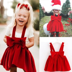 Kids Infant Baby Girl Bow Braces Skirt Sleeveless Xmas Party Princess Tutu Dress