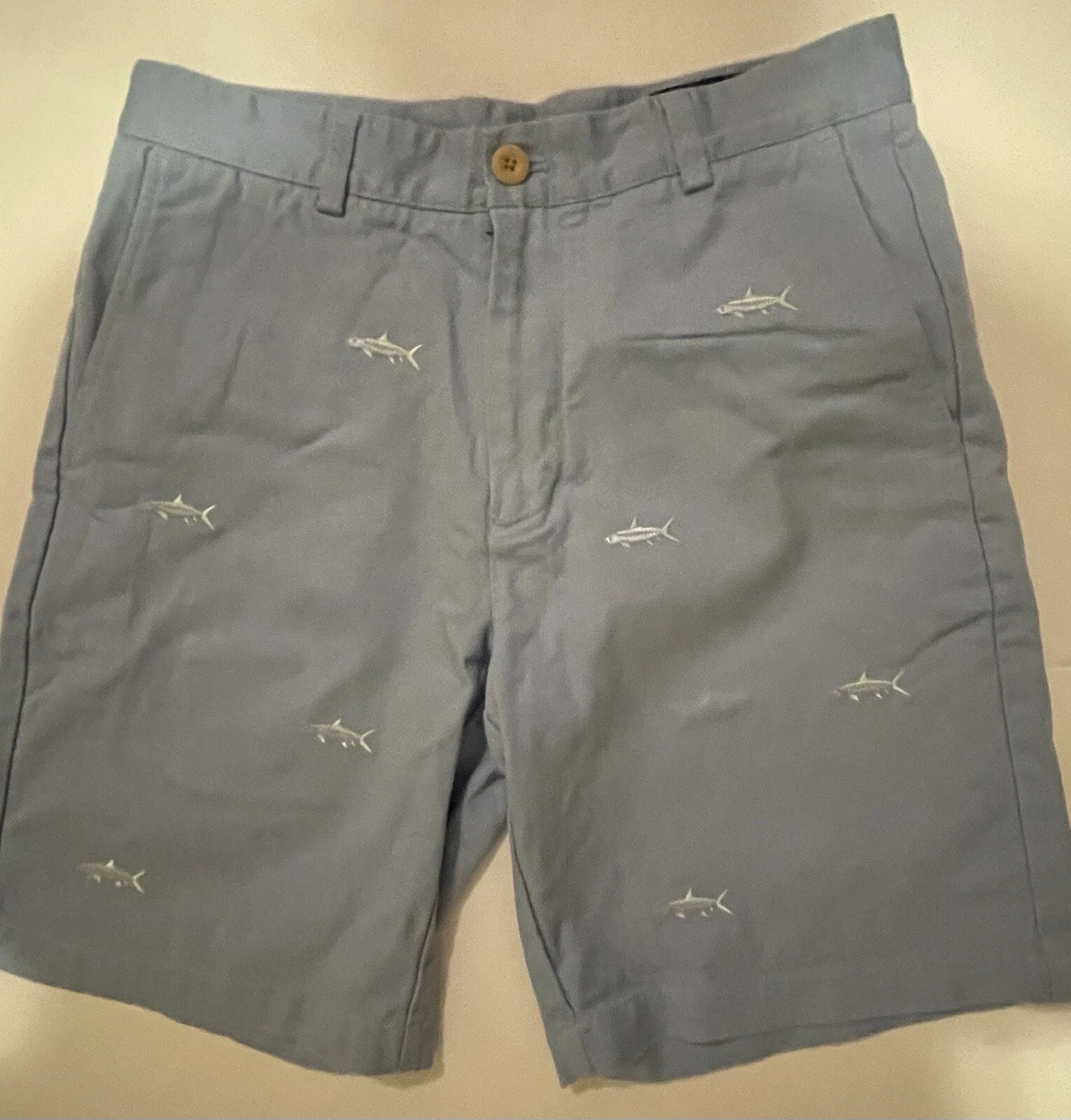 Vineyard Vines Mens Shorts Blue Embroidered Fish Flat Chino Size 30