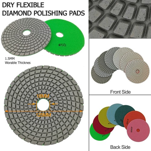 6pcs/pk 5inch Diamond Sanding Disc for Granite Marble Stone Tile Polishing Pads - Picture 2 of 13