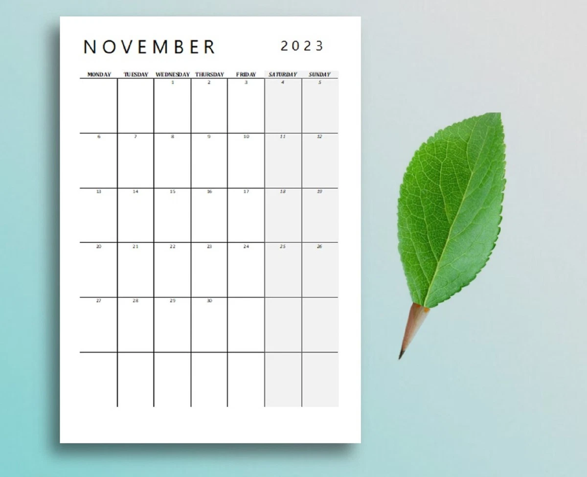 2023 Calendar Printable PORTRAIT, Monthly Calendar Planner DOWNLOAD PDF v5  | eBay