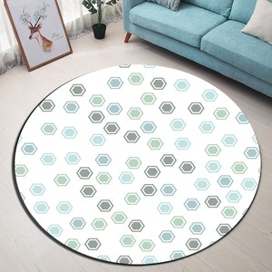 Geometric Round Area Rug Blue And Gray Kiss Rock Door Mat Floor Image Is Loading Geometric Round Area Rug Blue And Gray Kiss