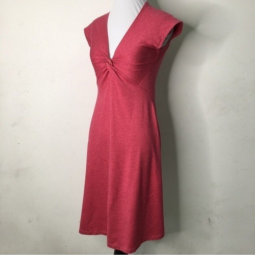 Patagonia Women’s Red Pink V Neck Short Sleeve Twisted Front Dress Size XS - Picture 2 of 16