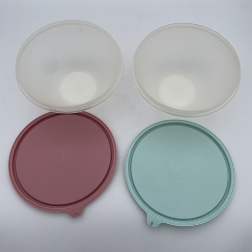 2 Tupperware Wonderlier Pastel Mixing Bowls w Lids USA 234 227 - Picture 6 of 7