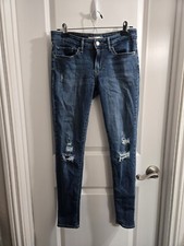 Levi's Women's 711 Skinny Size 27 Blue Jeans Distressed Mid Rise Stretch Denim