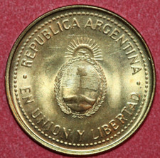 2008 Argentina  10 Centavos, National Arms -Foreign Coin 18.2mm