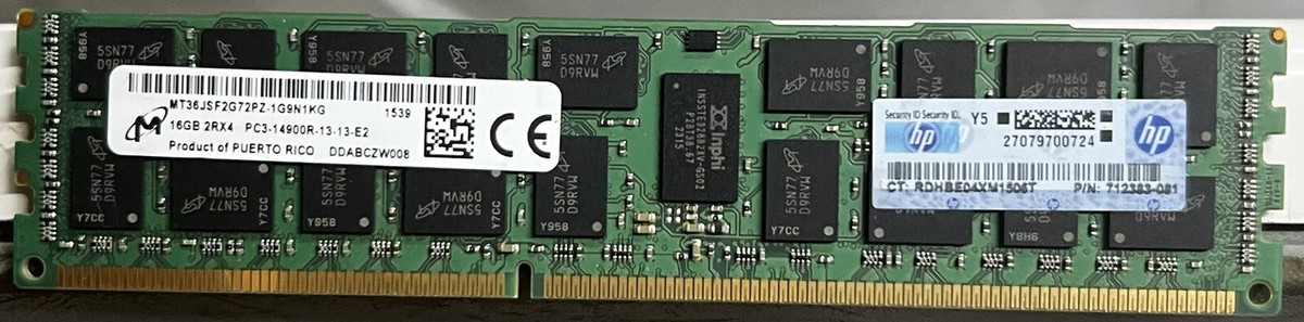HP 16GB (1X16GB) 2RX4 PC3-14900R MEMORY MODULE 715274-001