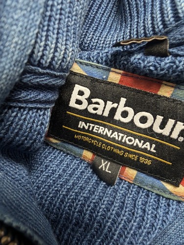 Barbour Half Zip Sweater Sz XL Mens Blue 100% Cotton Preppy Jumper Elbow Patches - Picture 9 of 16