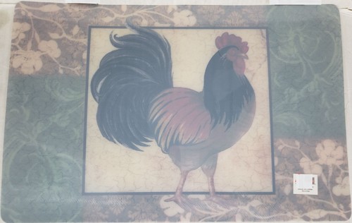Set of 3 Plastic Textured Semi-Clear Placemats(12"x18") ROOSTER IN THE SQUARE,BH - Picture 13 of 15