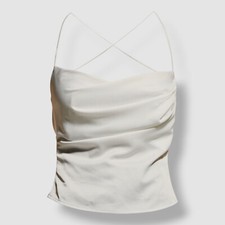  280 Rozie Corsets Women's White Draped Open Back Satin Top Size FR36 / US4