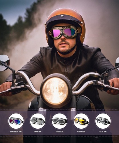 New CRG Vintage Bike Aviator Pilot Motorcycle Cruiser Scooter Goggles T08 Series - Picture 6 of 140