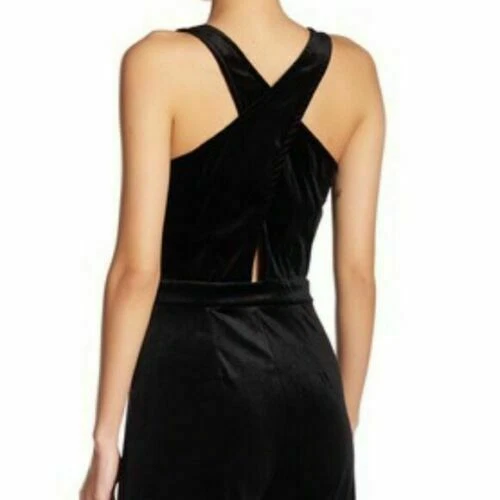 Romeo & Juliet Couture Talla S o L Negro Cruz Espalda Abierta Terciopelo Mono Pantalones B49 Foto 4 de 4