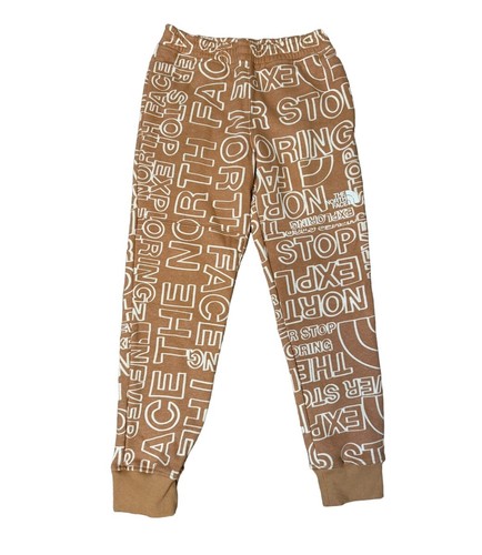 North Face NEW Boys Fleece Joggers Almond Butter Size Large/12 Spell out - Picture 1 of 9