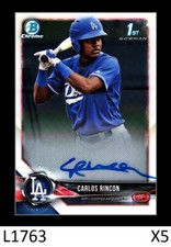 1-2018 BOWMAN CHROME PROSPECTS AUTO CARLOS RINCON CUBS QTY
